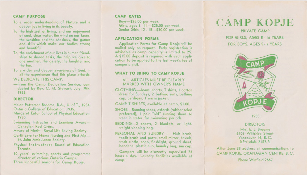 Camp Kopje brochure