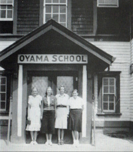 Oyama high school students left to right: Sadie Draper, Beth Peters, Beryl Trewhitt, Margaret Getty.
